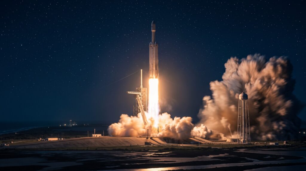 Night Launch Lights Up the Sky