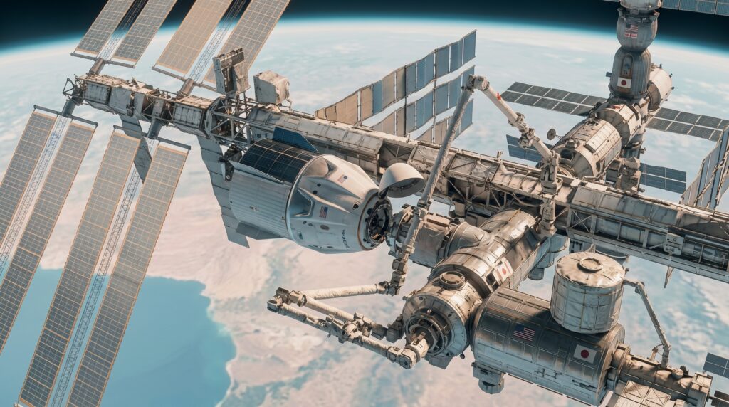 Dragon Spacecraft Docks with Orbiting Laboratory